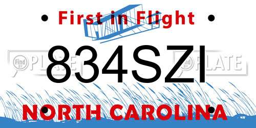 834SZI North Carolina License Plate