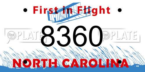 8360 North Carolina License Plate