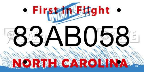 83AB058 North Carolina License Plate