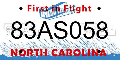 83AS058 North Carolina License Plate