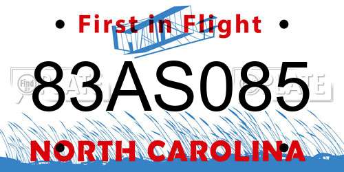 83AS085 North Carolina License Plate