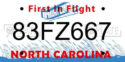 83FZ667 North Carolina License Plate