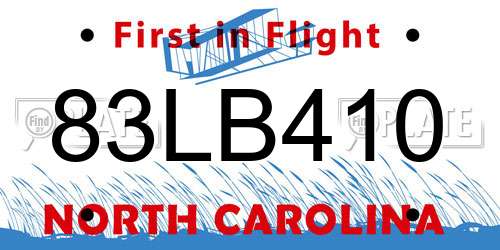 83LB410 North Carolina License Plate