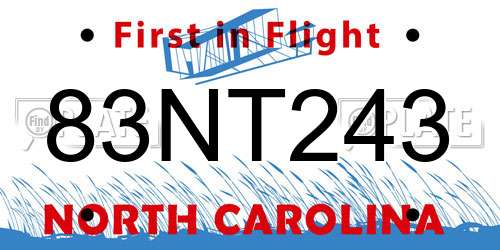 83NT243 North Carolina License Plate