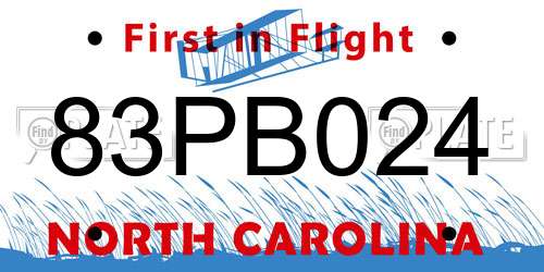 83PB024 North Carolina License Plate