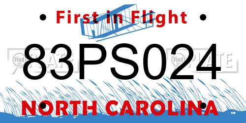 83PS024 North Carolina License Plate