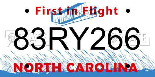 83RY266 North Carolina License Plate