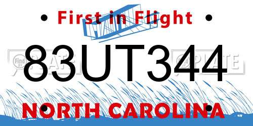 83UT344 North Carolina License Plate