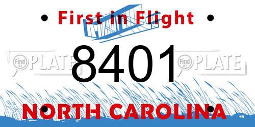 8401 North Carolina License Plate