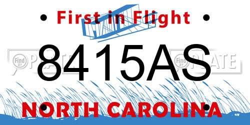 8415AS North Carolina License Plate
