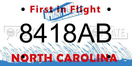 8418AB North Carolina License Plate