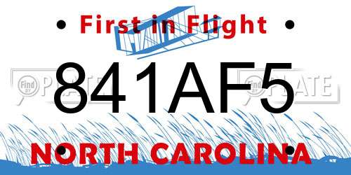 841AF5 North Carolina License Plate