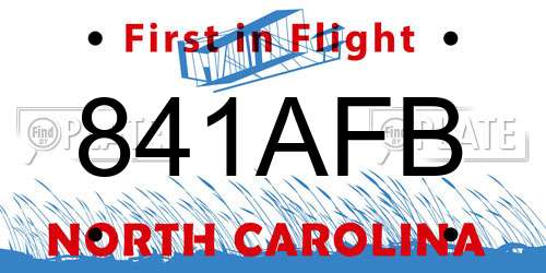 841AFB North Carolina License Plate