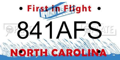 841AFS North Carolina License Plate