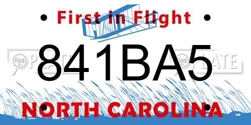 841BA5 North Carolina License Plate