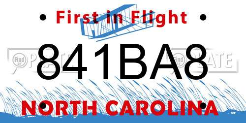 841BA8 North Carolina License Plate