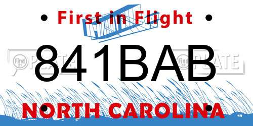 841BAB North Carolina License Plate