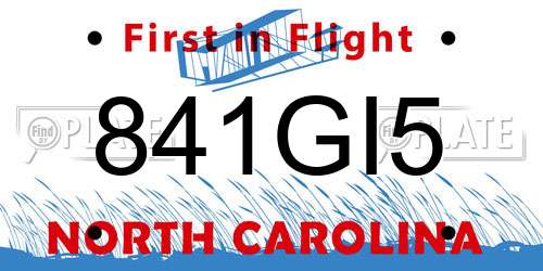 841GI5 North Carolina License Plate