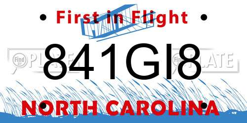 841GI8 North Carolina License Plate