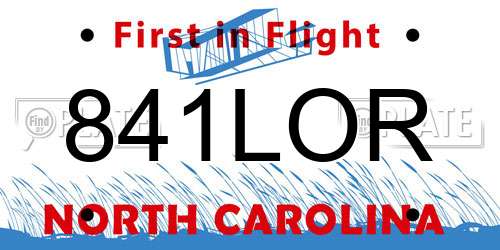 841LOR North Carolina License Plate