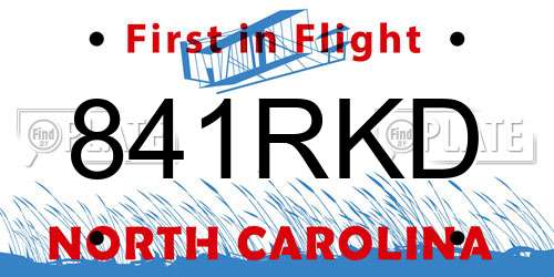 841RKD North Carolina License Plate