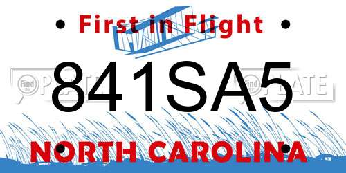 841SA5 North Carolina License Plate