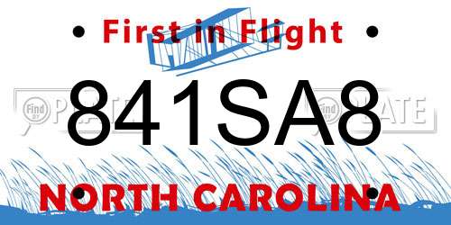 841SA8 North Carolina License Plate