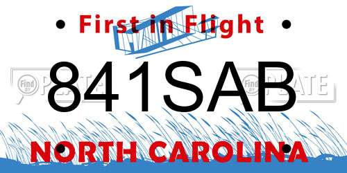 841SAB North Carolina License Plate