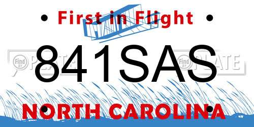 841SAS North Carolina License Plate