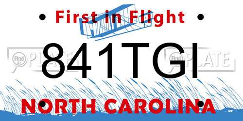 841TGI North Carolina License Plate