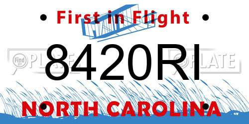 8420RI North Carolina License Plate