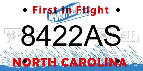 8422AS North Carolina License Plate