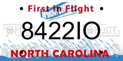 8422IO North Carolina License Plate