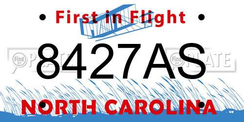 8427AS North Carolina License Plate