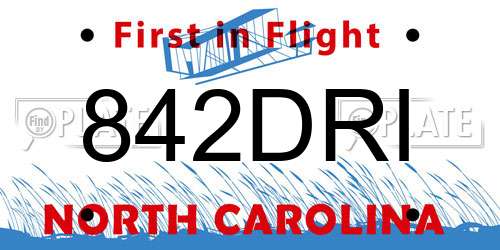 842DRI North Carolina License Plate