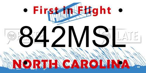 842MSL North Carolina License Plate