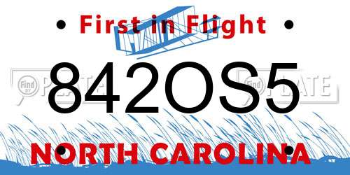842OS5 North Carolina License Plate