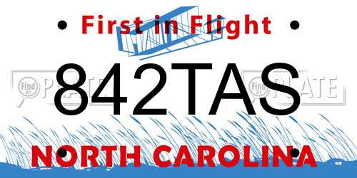 842TAS North Carolina License Plate