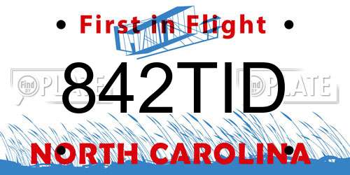 842TID North Carolina License Plate