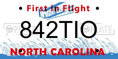 842TIO North Carolina License Plate