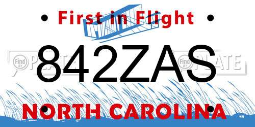 842ZAS North Carolina License Plate