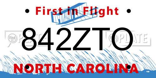 842ZTO North Carolina License Plate