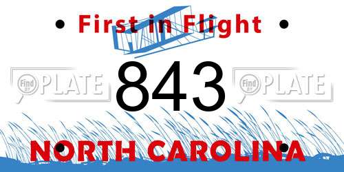 843 North Carolina License Plate