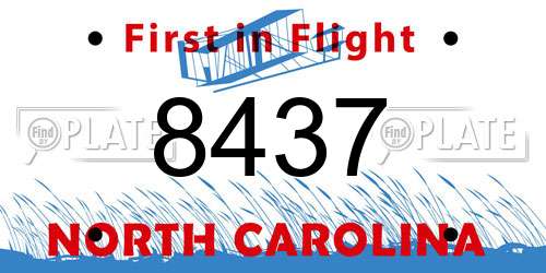 8437 North Carolina License Plate