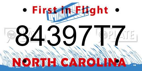 84397T7 North Carolina License Plate