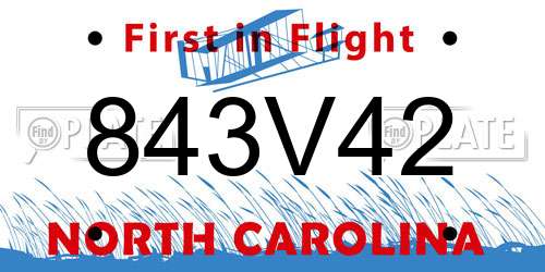 843V42 North Carolina License Plate