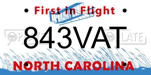 843VAT North Carolina License Plate