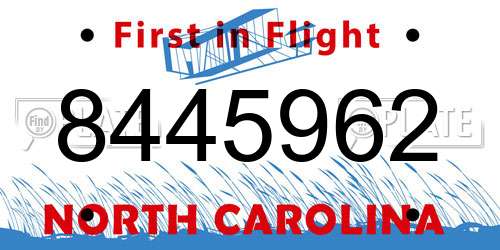 8445962 North Carolina License Plate