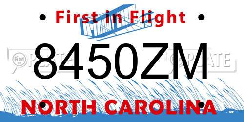 8450ZM North Carolina License Plate