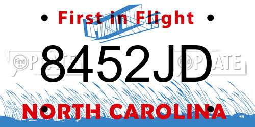 8452JD North Carolina License Plate
